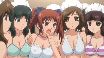 Public pool party with hot anime teens and their friends.