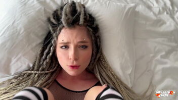 Pretty girl with dreadlocks and piercings gets harsh and deep in this amateur porno video