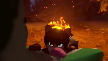 Hot furry character enjoys sucking on a big cock in a 3D animated pornography movie.