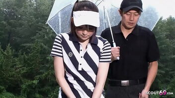 Young Japanese schoolgirl tempted by aged golf instructor for sex