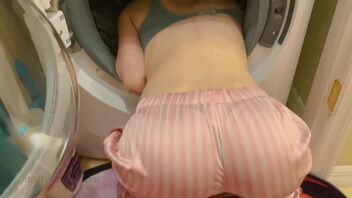 Steamy step-sis gets stuck in the washer in this behind-the-scenes video with bloopers.