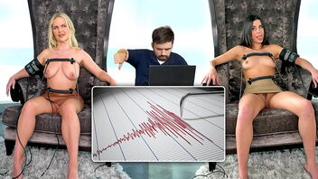 A mature and a teenage adult actress participate in a lie detector test in a pornography movie.