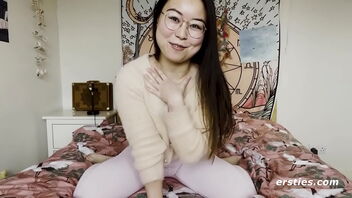 First time: Pretty Chinese girl is very happy to make a masturbation video for us.