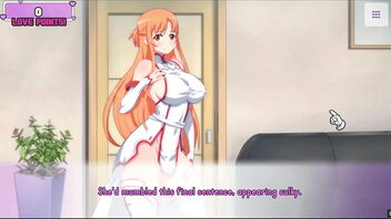 Asuna from Sword Art Online gets a porn bed casting in Waifu Hub's Hentai parody game PornPlay.