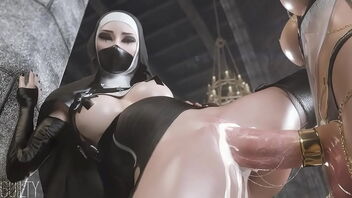 3D animated pornography with a taboo theme of a nun getting naughty.