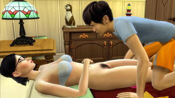 A young and innocent Asian man who has just woken up after a masturbation session decides to go and see his step mommy who is laying on the bed naked. He is a virgin and that is why he is curious to see her personal part and gives her oral sex.