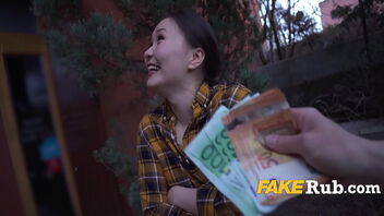 Asian sweetheart gets paid for POV sex videos