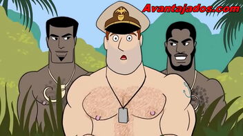 Gay military officers in animated porno film.